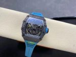 Super Clone Richard Mille RM 35-02 Swiss NTPT Carbon Fiber Case, Blue Rubber Strap Watch image 8