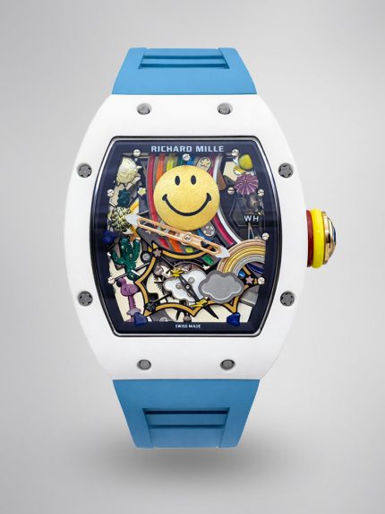 Richard Mille RM 88 Smiley Automatic Tourbillon Best Swiss Super Clone – 39mm White Ceramic Blue Strap image 1