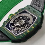 UMI RM 67-02 Van Niekerk Green Carbon Yellow Bezel Green Fabric Strap Super Clone Watch image 9