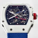 UMI Richard Mille RM 67-02 Alexis Pinturault White Quartz TPT Carbon Blue Strap Automatic Super Clone Watch image 6
