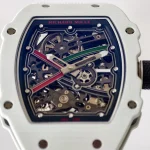 UMI RM 67-02 White Quartz TPT Carbon Case White Fabric Strap Skeleton Super Clone Watch image 6