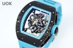 Best Super Clone RICHARD MILLE RM 055 – Swiss Movement Super Clone with Carbon Case & Blue Rubber Strap image 4