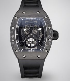 Best Richard Mille RM 052 Super Clone Black Carbon Fiber Case Watch – Men’s Luxury Watch With Skeleton Skull Dial image 1