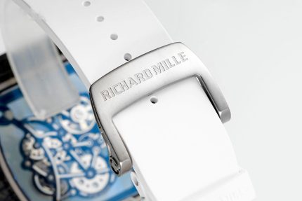 Richard Mille RM055 Skeleton Swiss Super Clone, Titanium Carbon Fiber Case, White Rubber Strap image 2