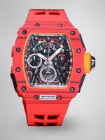 Best Richard Mille RM 50-03 Mclaren Super Clone Red Strap Watch For Men – Red Carbon Skeleton Dial with Swiss Movement image 1
