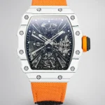 Richard Mille RM 12-01 Tourbillon Super Clone - White Carbon Fiber Orange Strap image 1