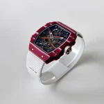 UMI Richard Mille RM 67-02 Mutaz Barshim Burgundy Red & White Quartz TPT Carbon White Strap Super Clone Watch image 4