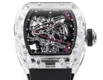 Super Clone Richard Mille RM 38-02 Pink Themed Crystal Skeleton Tourbillon Black Rubber Strap Watch image 10