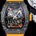 Richard Mille RM 35-02 NTPT Carbon Case Skeleton Dial Orange Rubber Swiss Automatic Super Clone image 3