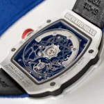 UMI Richard Mille RM 67-02 Alexis Pinturault White Quartz TPT Carbon Blue Strap Automatic Super Clone Watch image 9