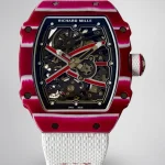 UMI Richard Mille RM 67-02 Mutaz Barshim Burgundy Red & White Quartz TPT Carbon White Strap Super Clone Watch image 1