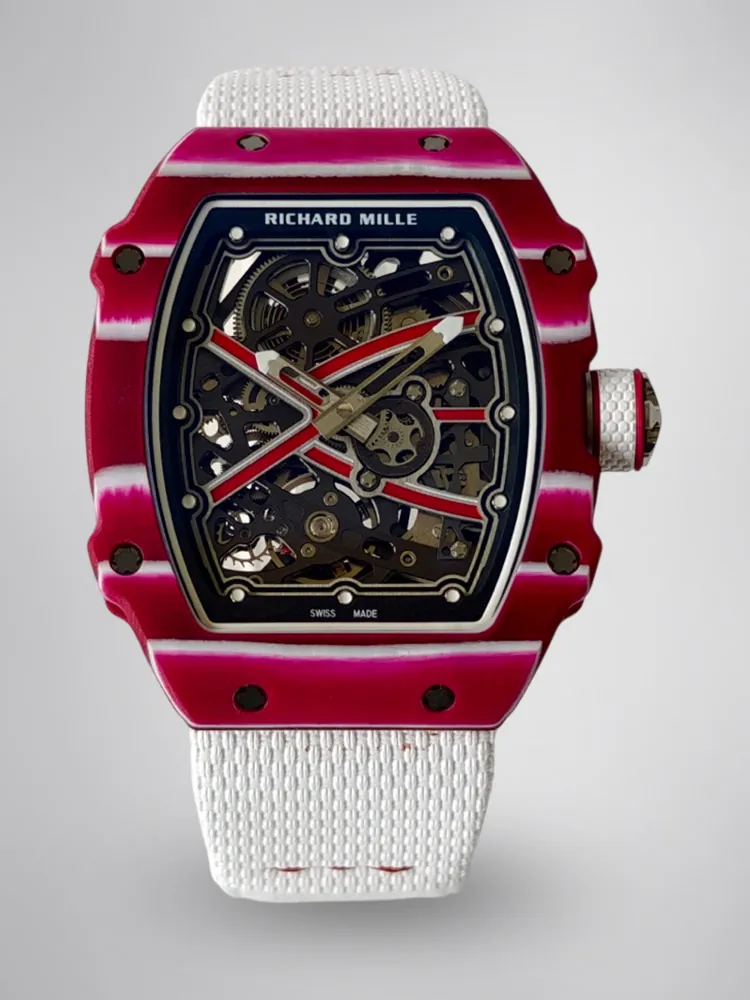UMI Richard Mille RM 67-02 Mutaz Barshim Burgundy Red & White Quartz TPT Carbon White Strap Super Clone Watch image 1 UMI Richard Mille RM 67-02 Mutaz Barshim Burgundy Red & White Quartz TPT Carbon White Strap Super Clone Watch image 1