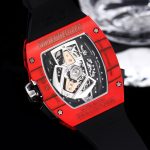 Luxury Sport Super Clone Richard Mille RM 40-01 Red Carbon Fiber Case Watch With Black Rubber Strap image 10