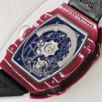 UMI Richard Mille RM 67-02 Mutaz Barshim Burgundy Red & White Quartz TPT Carbon White Strap Super Clone Watch image 9