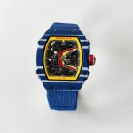 UMI RM 67-02 Fernando Alonso Blue Carbon Case Yellow Bezel Blue Fabric Strap Super Clone Watch image 2