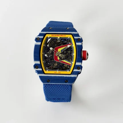 UMI RM 67-02 Fernando Alonso Blue Carbon Case Yellow Bezel Blue Fabric Strap Super Clone Watch image 2