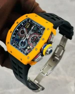 Super Clone Richard Mille RM 65-01 McLaren W1 Yellow Automatic Skeleton Watch image 8