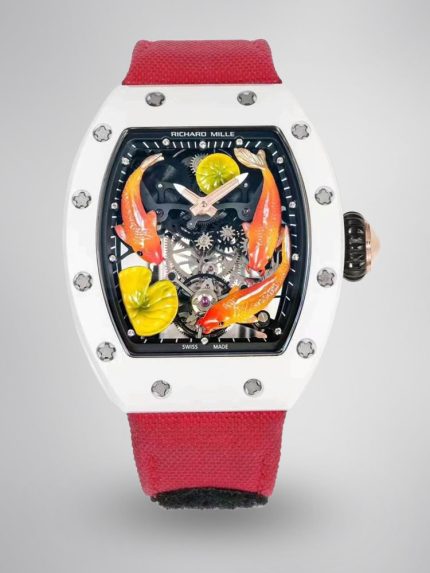 Best Super Clone Richard Mille RM S10 Koi Tourbillon Watch – Red Strap image 1