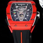 Luxury Sport Super Clone Richard Mille RM 40-01 Red Carbon Fiber Case Watch With Black Rubber Strap image 6