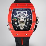 Luxury Sport Super Clone Richard Mille RM 40-01 Red Carbon Fiber Case Watch With Black Rubber Strap image 1