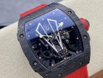 Swiss Super Clone Richard Mille RM27-03 Black Carbon Fiber Case with Red Woven Strap image 3