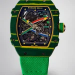 UMI RM 67-02 Van Niekerk Green Carbon Yellow Bezel Green Fabric Strap Super Clone Watch image 1