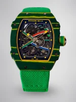 UMI RM 67-02 Van Niekerk Green Carbon Yellow Bezel Green Fabric Strap Super Clone Watch image 1