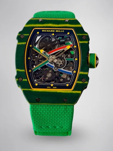 UMI RM 67-02 Van Niekerk Green Carbon Yellow Bezel Green Fabric Strap Super Clone Watch image 1