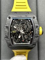 Swiss Super Clone Richard Mille RM 35-02 Watch For Men – Skeleton Dial, Yellow Rubber Strap, Luxury Sport Design image 4
