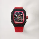 UMI RM 67-02 Sebastien Ogier Black Forged Carbon Red Fabric Strap Super Clone Watch image 2