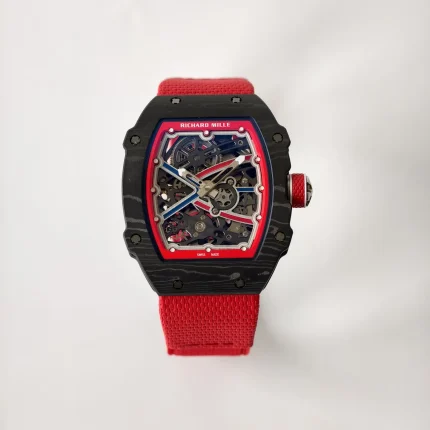 UMI RM 67-02 Sebastien Ogier Black Forged Carbon Red Fabric Strap Super Clone Watch image 2