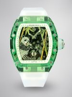 Luxury Super Clone Richard Mille RM 26-01 Panda Tourbillon Watch Full Crystal Case Skeleton Dial with White Rubber Strap image 1