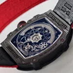 UMI Richard Mille RM 67-02 Extra Flat Italy Carbon TPT Skeleton Red Fabric Strap Super Clone Watch image 9