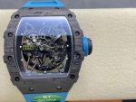 Super Clone Richard Mille RM 35-02 Swiss NTPT Carbon Fiber Case, Blue Rubber Strap Watch image 7
