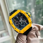 Super Clone Richard Mille RM 65-01 McLaren W1 Yellow Automatic Skeleton Watch image 4