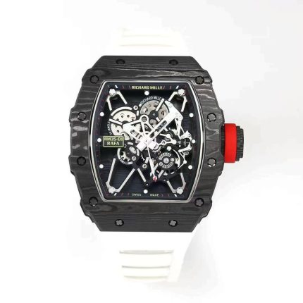 Top Swiss Super Clone Richard Mille RM35-01 – Carbon Fiber Case & White Rubber Strap image 2