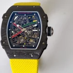 UMI Richard Mille RM 67-02 UAE Edition Black Carbon TPT Yellow Strap Skeleton Super Clone Watch image 5