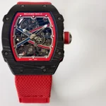 UMI RM 67-02 Sebastien Ogier Black Forged Carbon Red Fabric Strap Super Clone Watch image 5