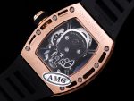 RM052 Skeleton Tourbillon Super Clone Watch Black Skull Dial – Rose Gold Case image 3
