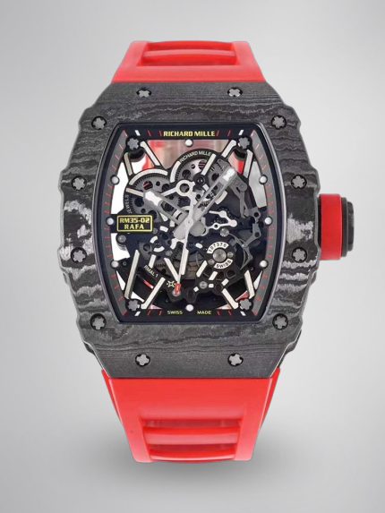 Super Clone Richard Mille RM35-02 Red Rubber Strap Swiss Movement Sports Watch image 1