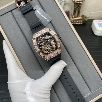 Swiss Richard Mille RM 51-01 Super Clone Tiger And Dragon Michelle Yeoh Watch with Diamond Bezel And Black Rubber Strap image 2
