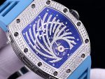Luxury Swiss Richard Mille RM 51-02 Super Clone – Diamond-Paved Skeleton Dial, Blue Rubber Strap, High-End Tourbillon Watch image 3
