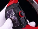 Luxurious Super Clone Richard Mille RM 055 Bubba Watson Black Ceramic Case with Red Rubber Strap – Bold Skeleton Dial image 5