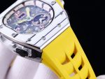 Super Clone Richard Mille 62-01 Tourbillon ACJ Watch with Yellow Rubber Strap – High-Precision Skeleton Dial & Titanium Case image 5