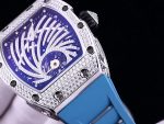 Luxury Swiss Richard Mille RM 51-02 Super Clone – Diamond-Paved Skeleton Dial, Blue Rubber Strap, High-End Tourbillon Watch image 4
