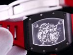 Luxurious Super Clone Richard Mille RM 055 Bubba Watson Black Ceramic Case with Red Rubber Strap – Bold Skeleton Dial image 9