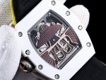 Best Super Clone Richard Mille RM 047 Tourbillon Watch For Men – Samurai Design, Ceramic Case, Skeleton Dial, Yellow Strap image 7