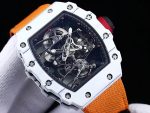 Luxury Swiss Richard Mille RM 27-02 Super Clone Rafael Nadal Floating Tourbillon Watch – Carbon TPT Case, Orange Nylon Strap image 3