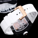High-End Super Clone Richard Mille 21-01 Tourbillon Aerodyne Watch For Men – Carbon Fiber Skeleton Dial, White Rubber Strap image 10
