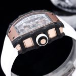 High-End Super Clone Richard Mille 21-01 Tourbillon Aerodyne Watch For Men – Carbon Fiber Skeleton Dial, White Rubber Strap image 7